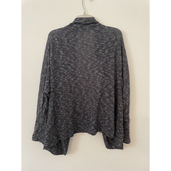 Live And Let Live Womens Open-Front Cardigan XL Gray & Black Knit Stripe Pattern - Picture 2 of 4